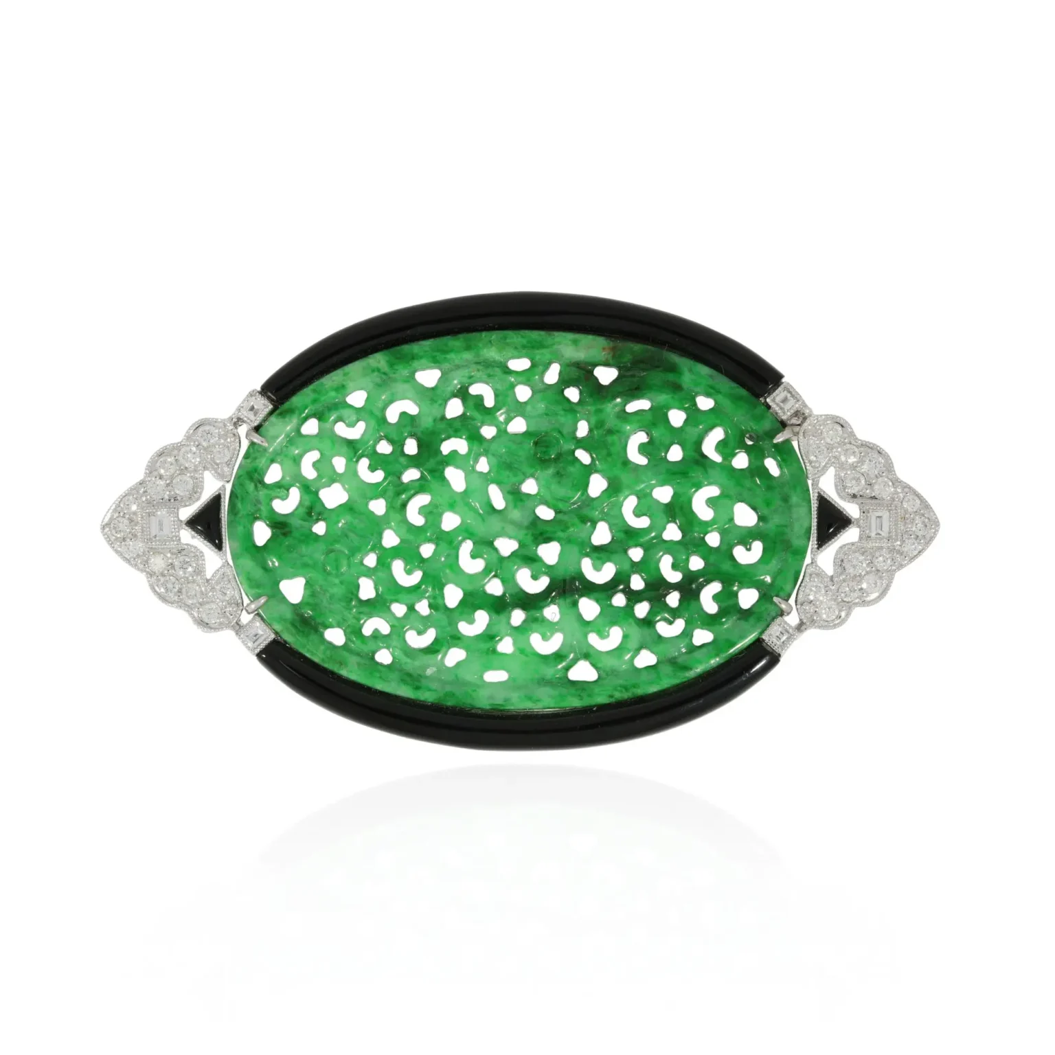 Jade brooch in art deco style