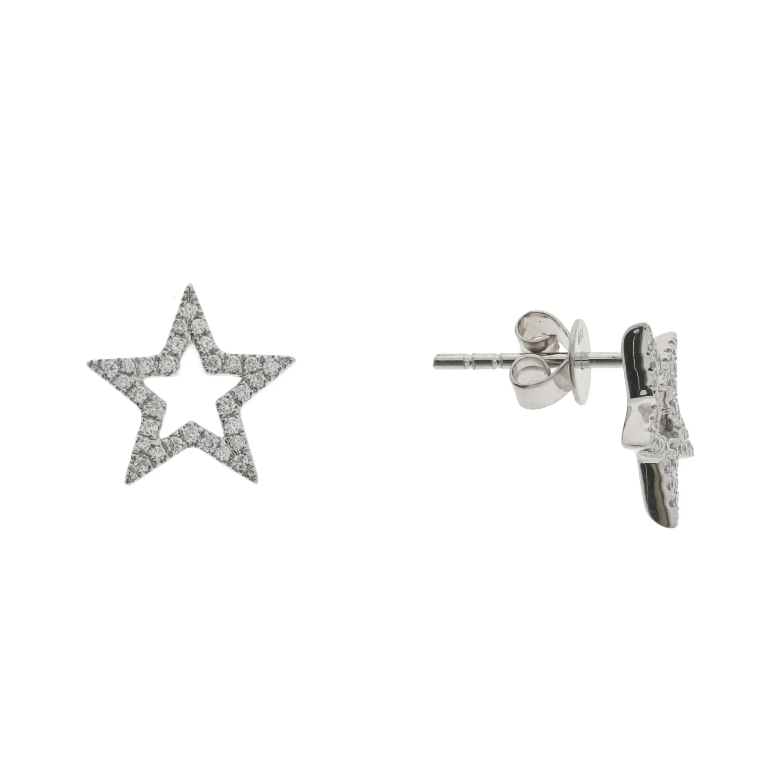 Diamond star earrings in white gold - Image 2