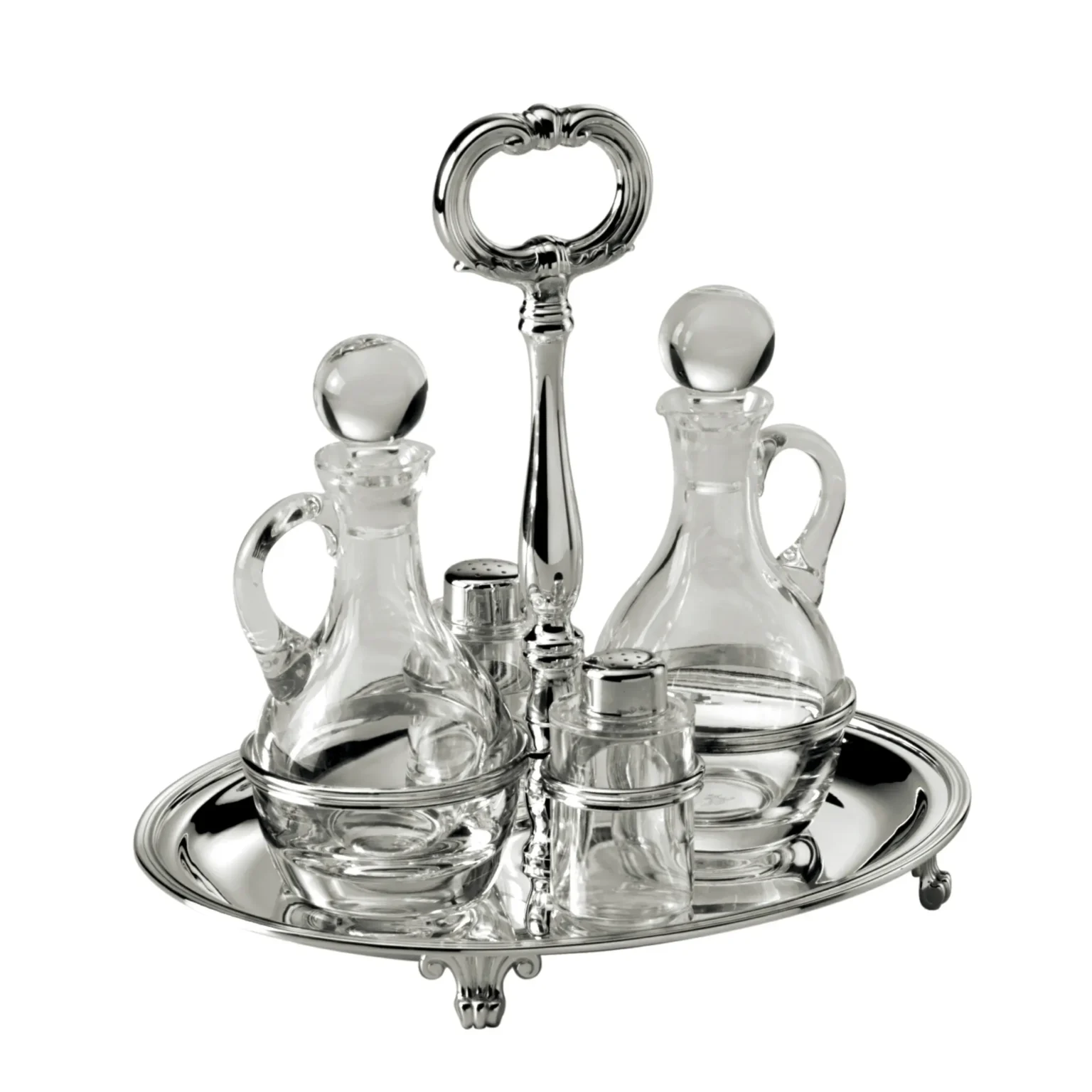 Oval silver menage plain