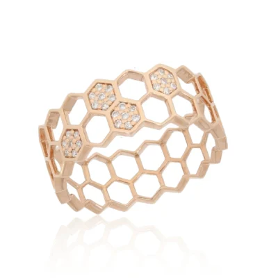 Rose gold ring "Honeycomb"