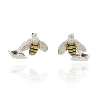 Silver cuff links bees