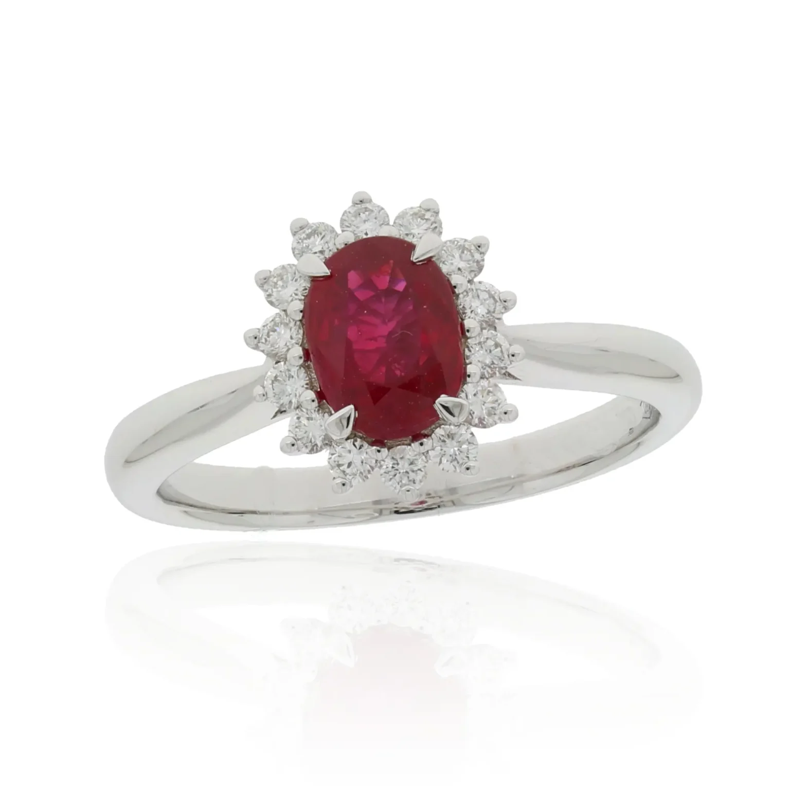 Oval ruby and diamond ring