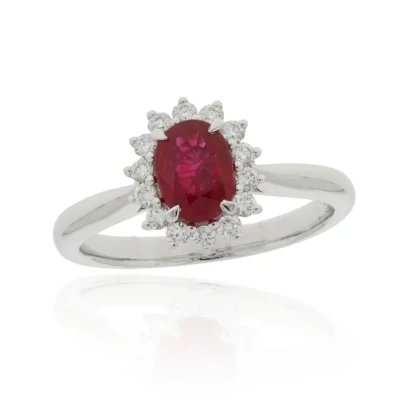 Oval ruby and diamond ring