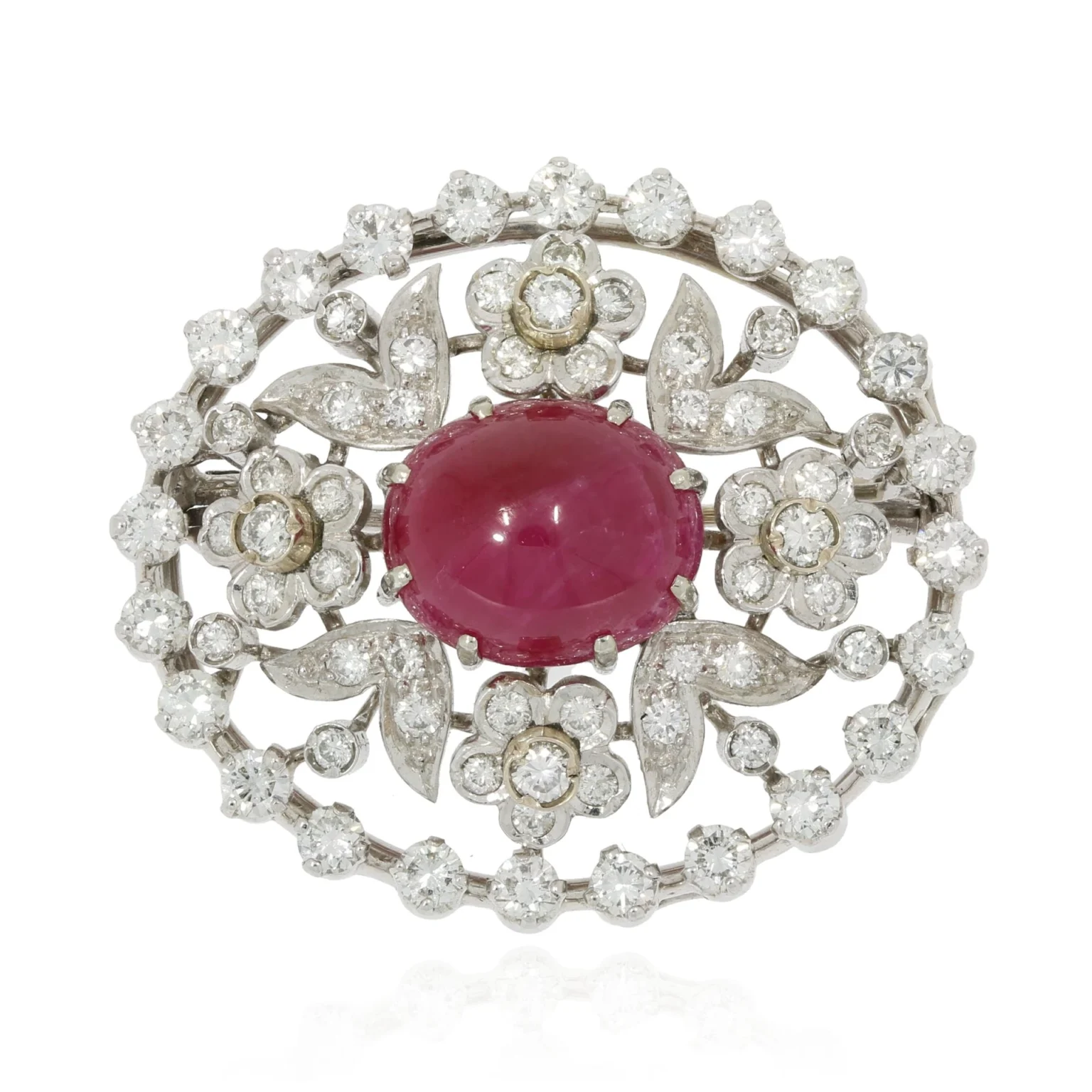 Oval vintage ruby brooch