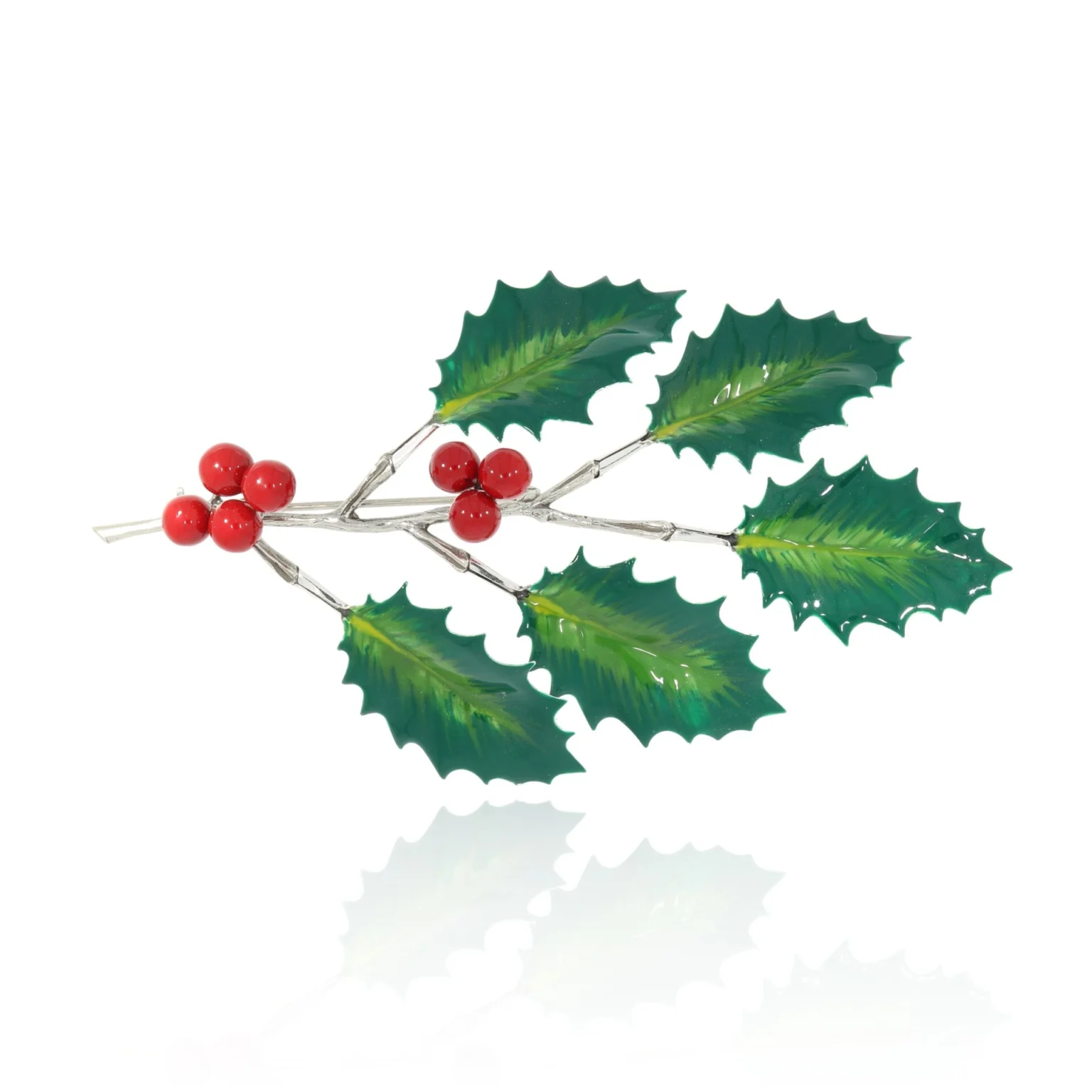 Brooch holly 5 leafes