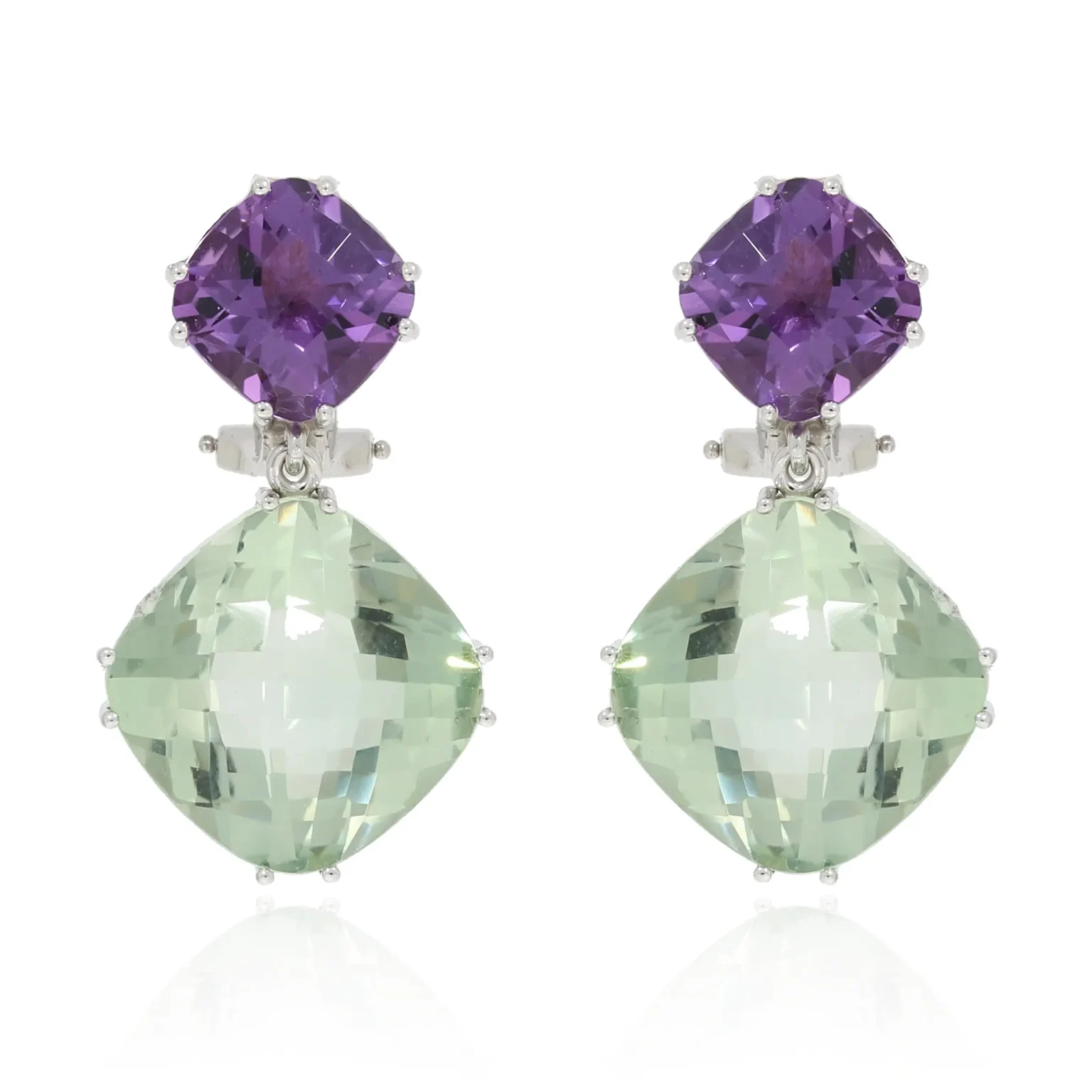 Amethyst and prasiolite earrings