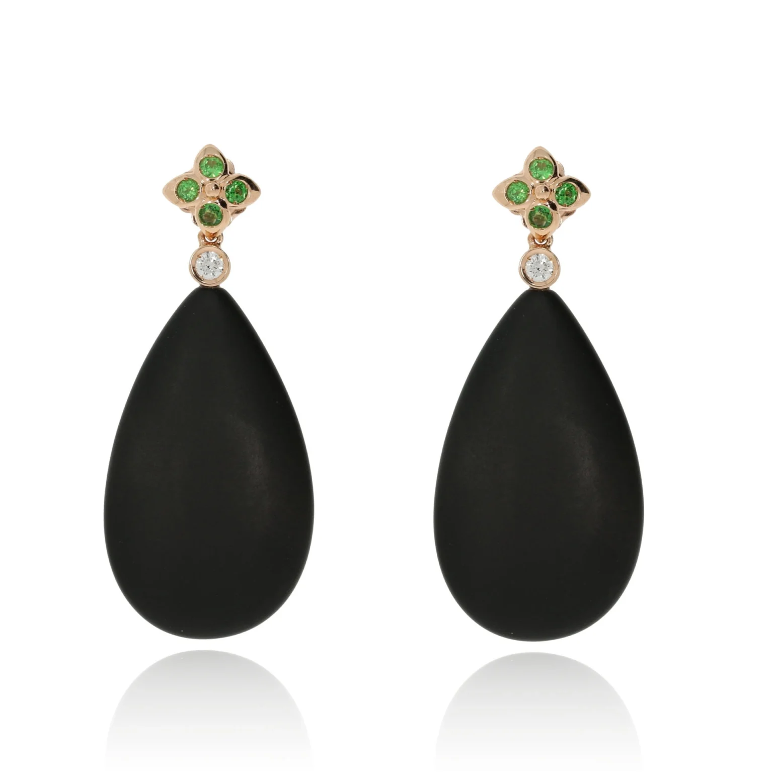 Earrings with matt onyx