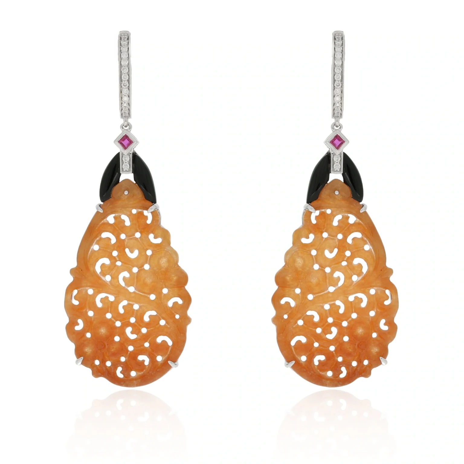 Jade earrings with orange jade