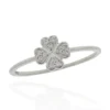 Four-leaf clower ring in white gold