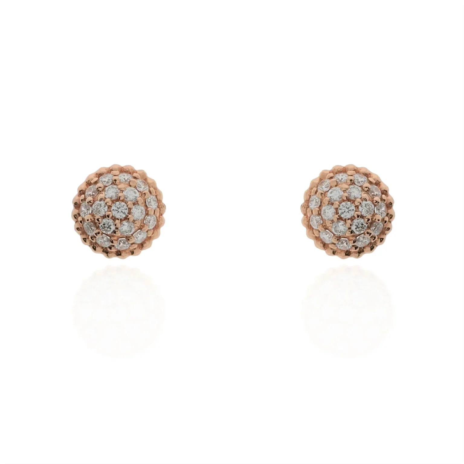 Round diamond pave ear studs