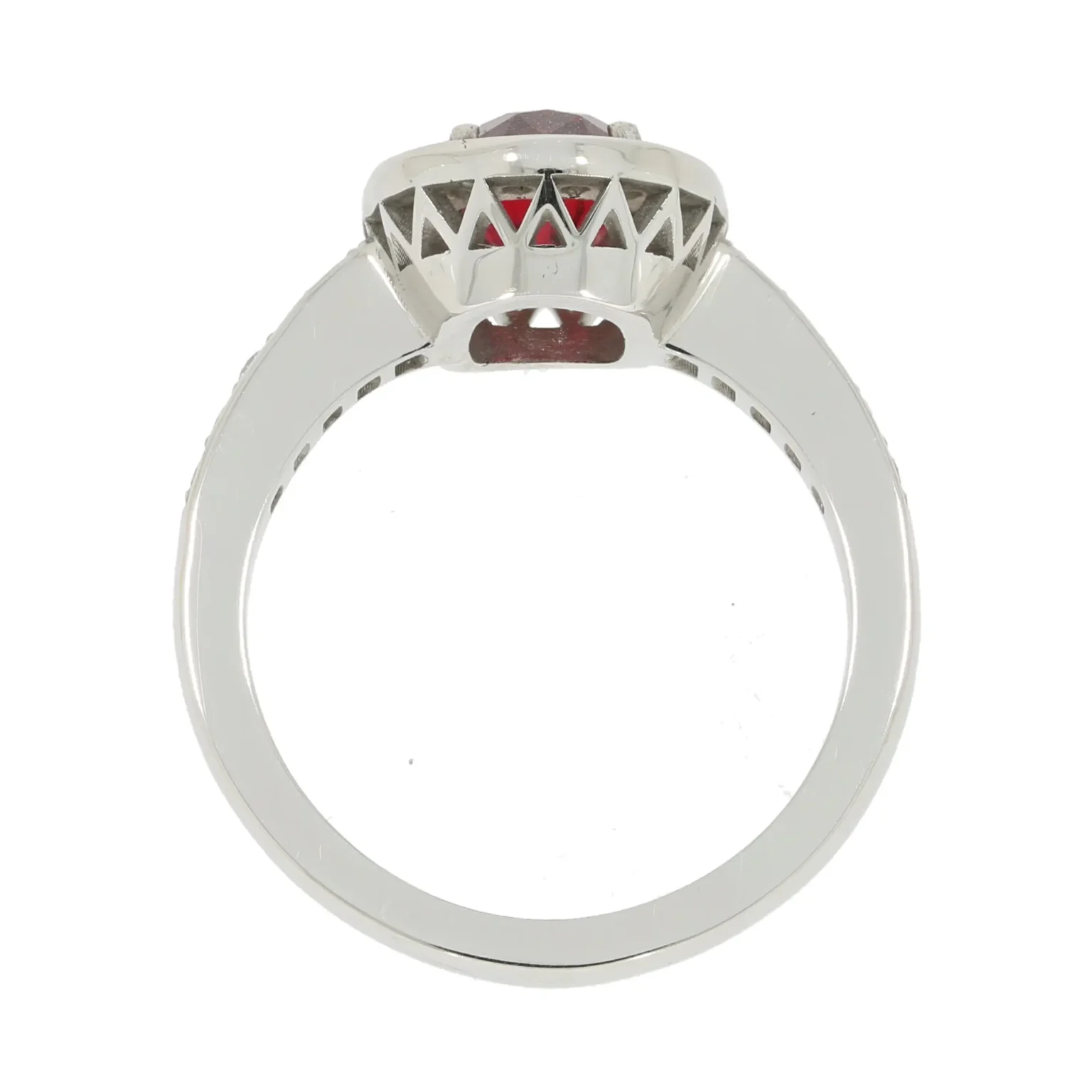 Red spinel diamond halo ring - Image 2