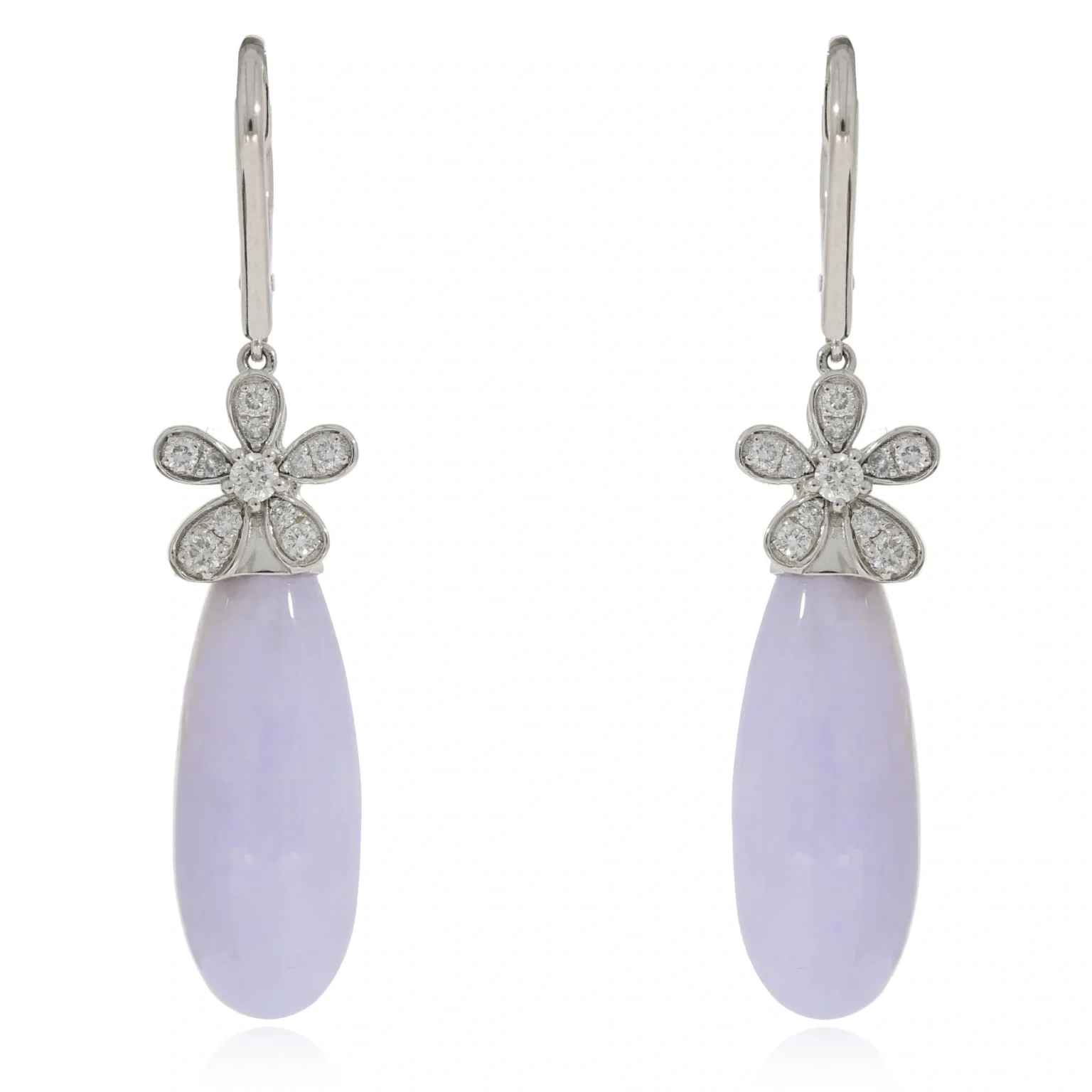 Jade earrings with lilac jade drops