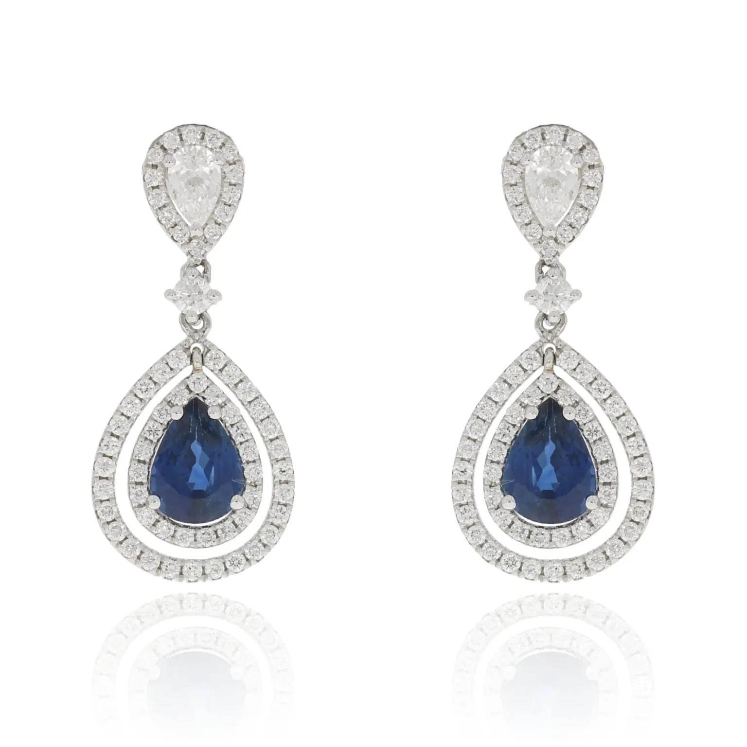 Pear shaped sapphire pendant earrings