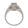Morganite ring with double halo