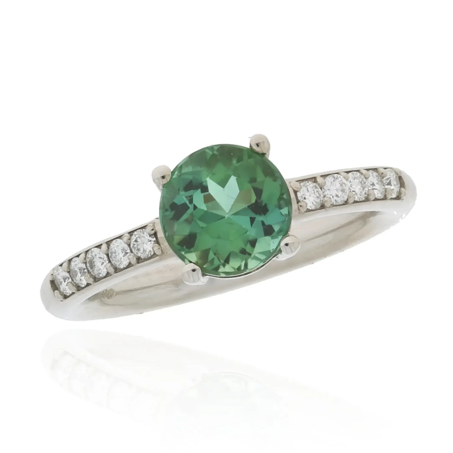 Round tourmaline ring with diamonds