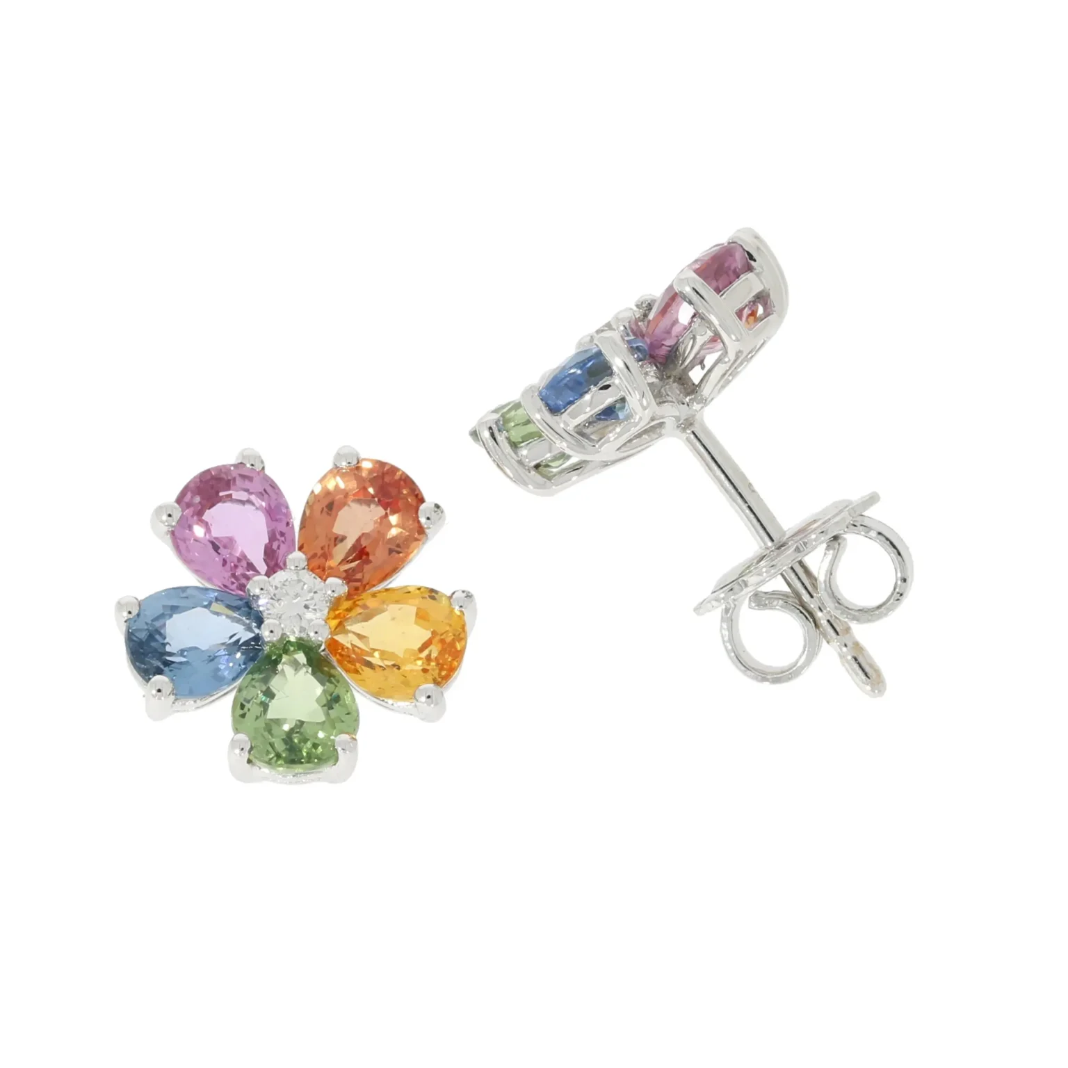 Multi colour sapphire blossom earrings - Image 2