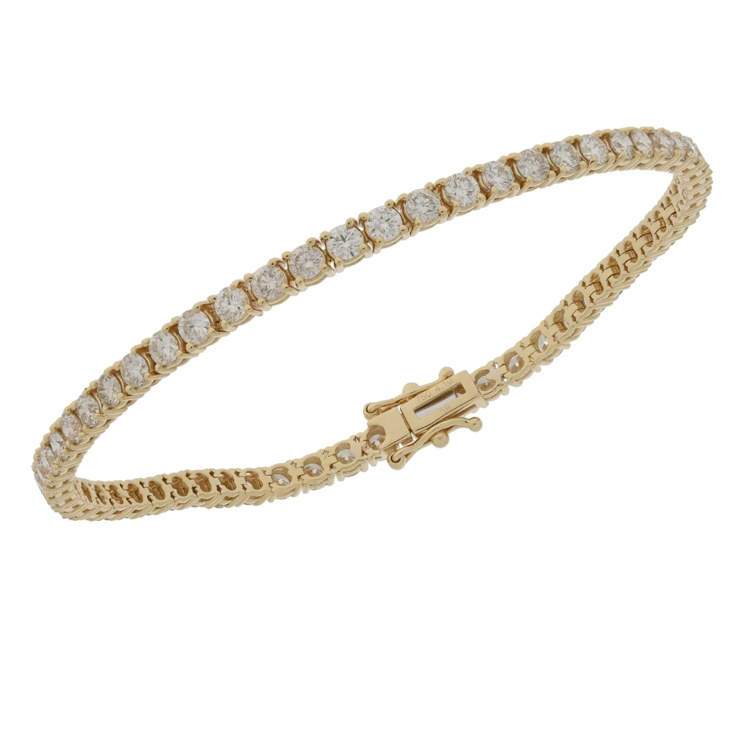 Tennis bracelet in yellow gold 4,11 cts