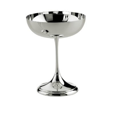 Champagner-/Eisschale in 800f Silber handgearbeitet. Der Durchmesser oben beträgt 10 cm, der unten 7 cm und die Höhe 13 cm.