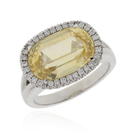Yellow sapphire ring with diamonds