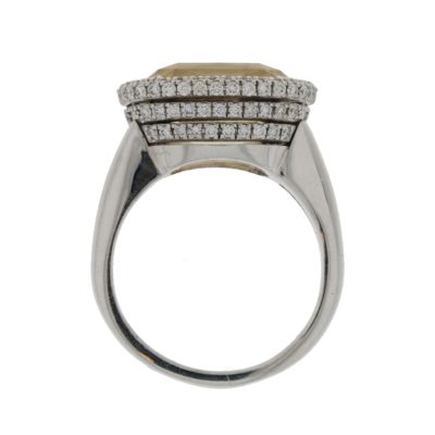 Yellow sapphire ring with diamonds
