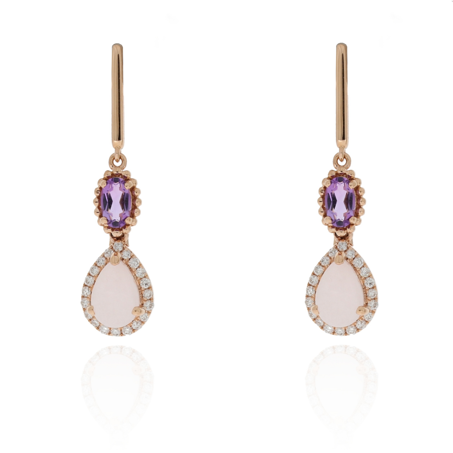 Amethyst und Rosenquarz Ohrringe