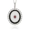 Rubin Diamant Anhänger mit Onyx und Bergkristall