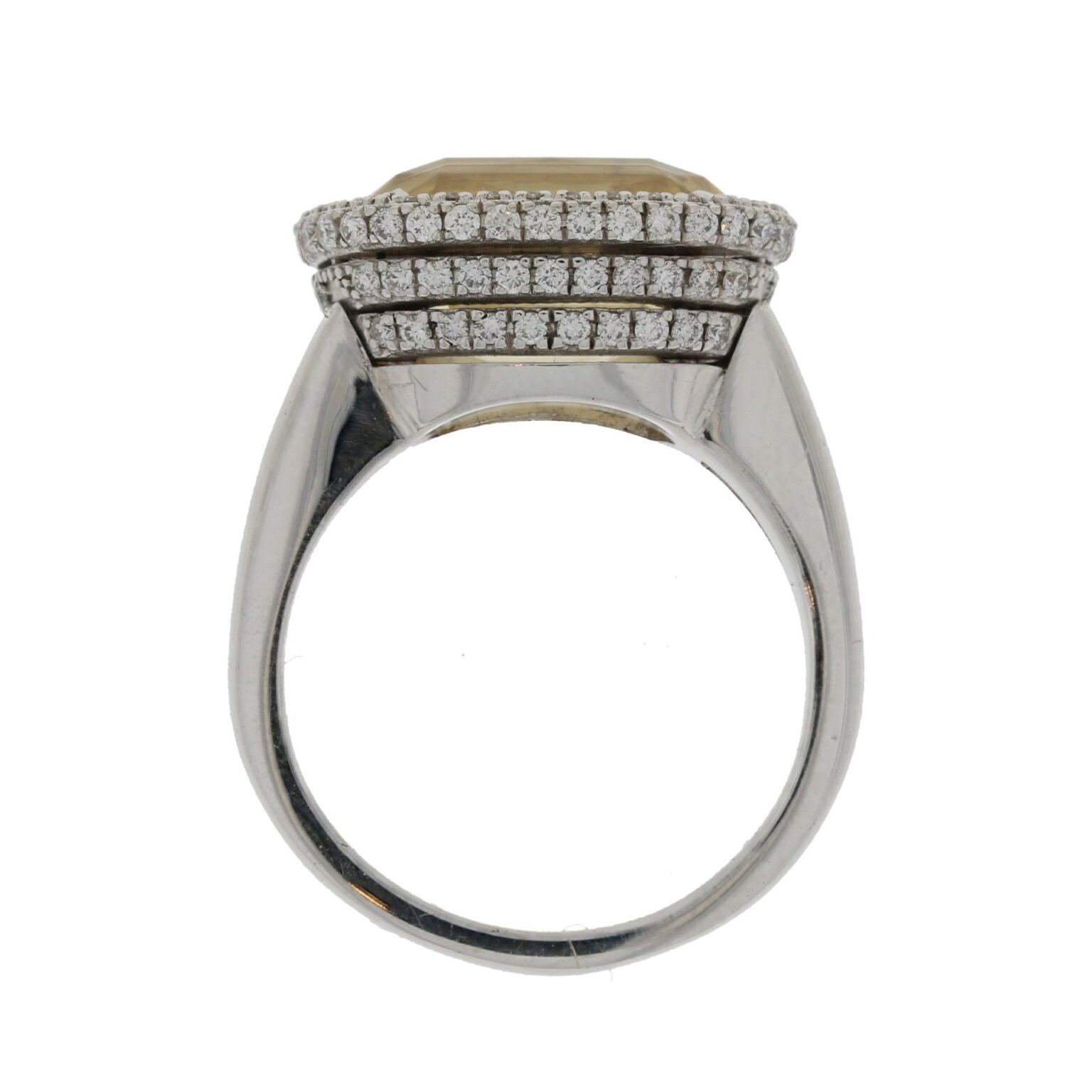 Yellow sapphire ring with diamonds