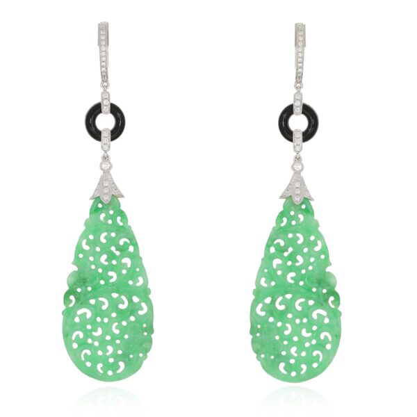 Jadeohrringe mit Diamant und Onyx