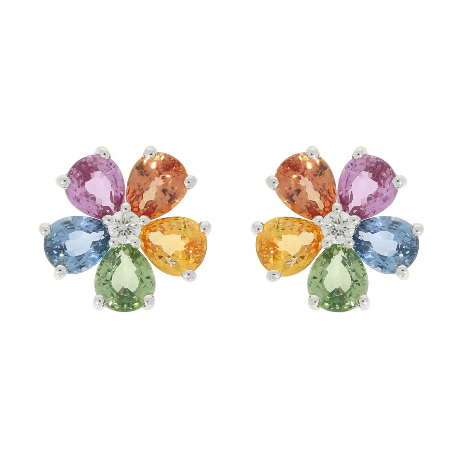 Bunte Saphir Blumenohrstecker