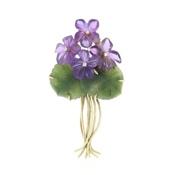 Wiener Blütenbrosche mit Amethyst